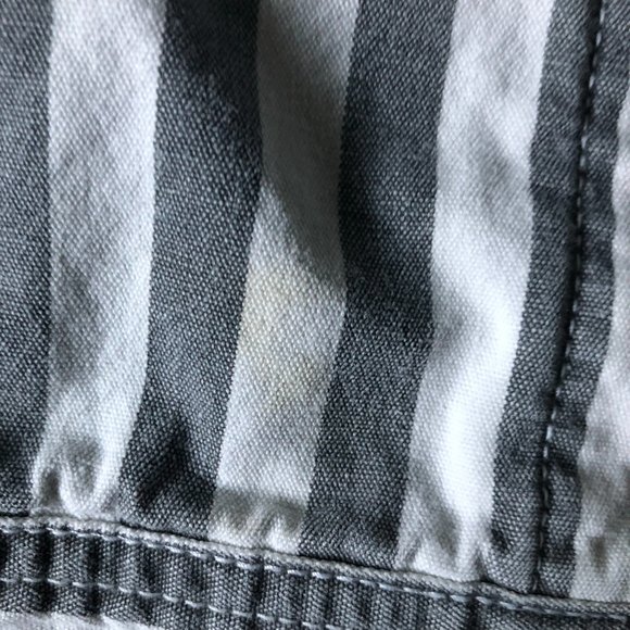 VTG Esprit Womens SzM GrayWhite Striped Drop Shoulder Boxy Jean Jacket, 90s, 80s - Picture 9 of 12